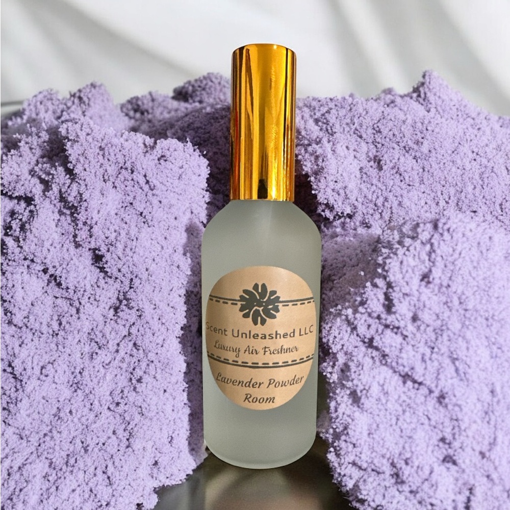 Lavender Powder Room Air Freshener with Gold Cap
